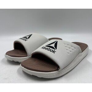 Reebok Mens Go-To White Casual Slip-On Fabric Lined Slides Sandals Size 12
